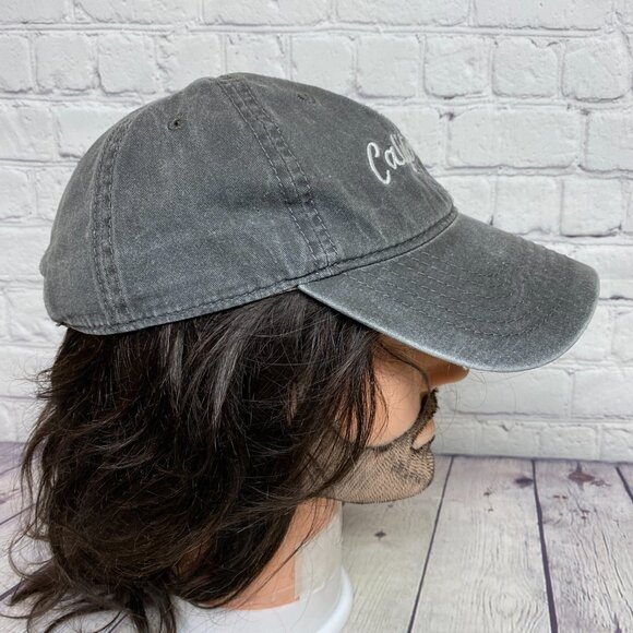 Dad Hat Cap Gray Strap Back California Embroidered Cursive Brandy Melville 1SIZE - Picture 4 of 8